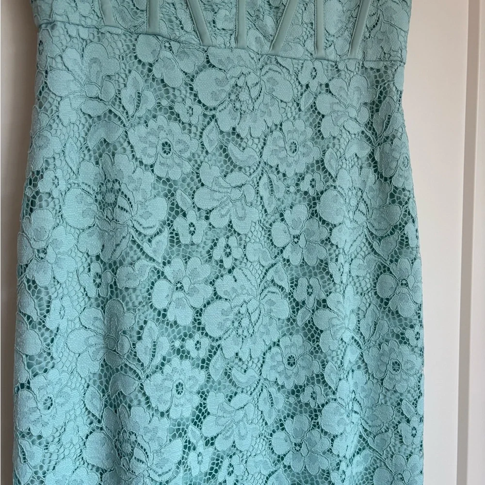 Lace Midi Dress in Light Aqua - Picture 5 of 7